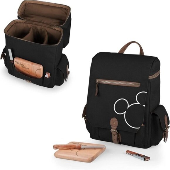 Disney Mickey Mouse Moreno Wine & Cheese Tote 3-Bottle Backpack NWT - Picture 4 of 16